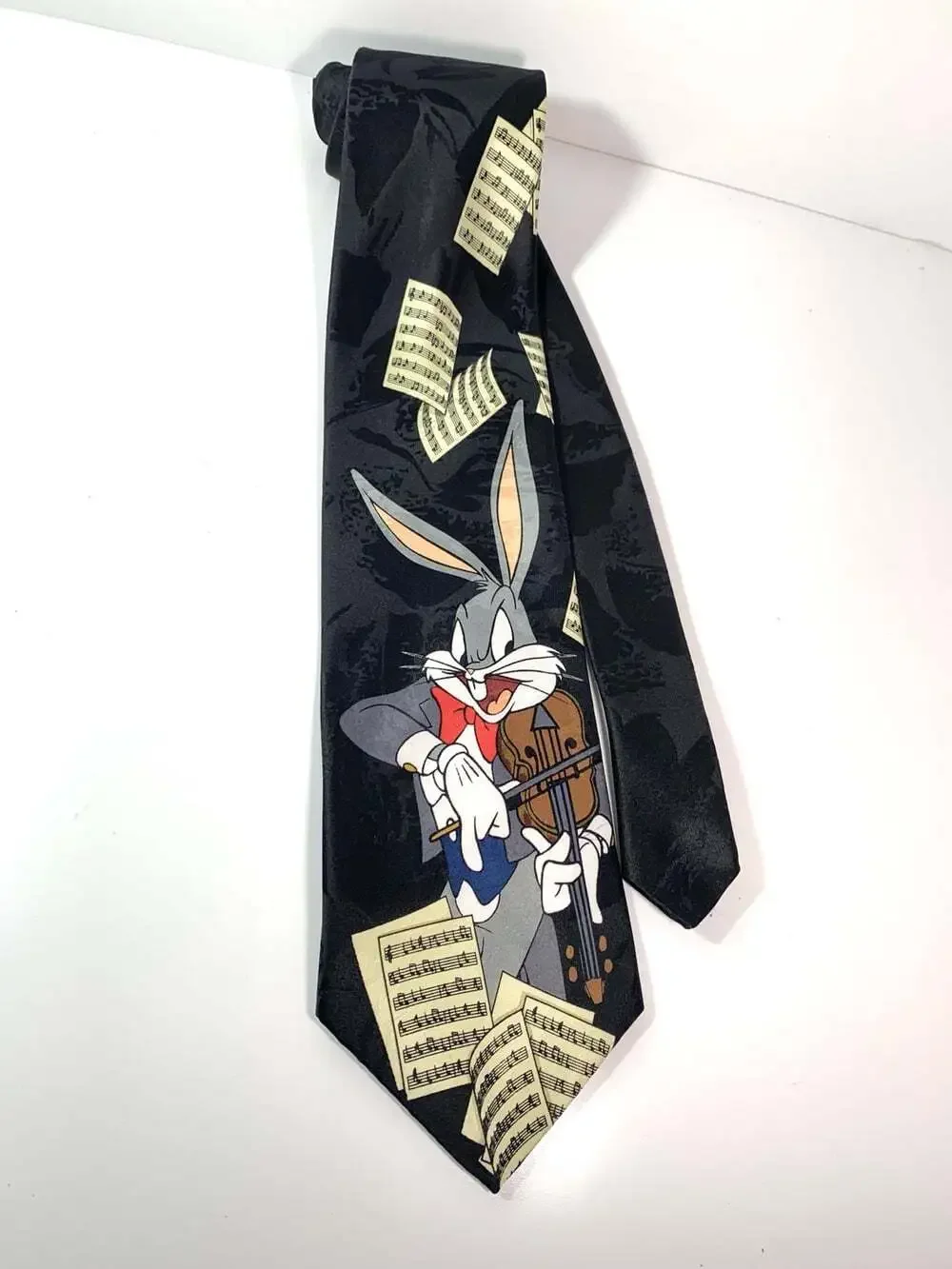 Bugs Bunny Men’s Novelty Neck Tie Musical Notes Black